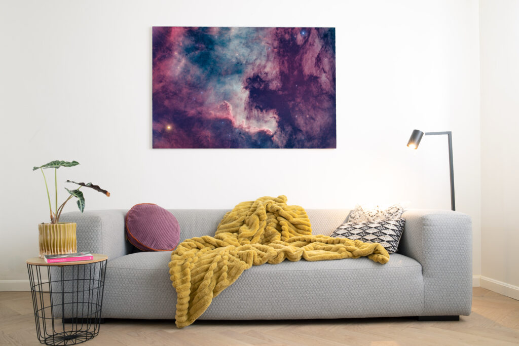 Cygnus wall print on canvas in living room